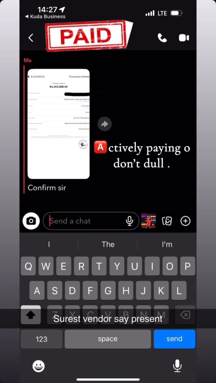 Large transaction completed